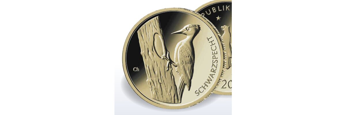 20-€-Goldmünze &quot;Schwarzspecht&quot; - Goldmünzen-Serien Tiere und Umwelt