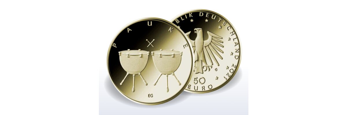  50-Euro-Goldmünze „Pauke“ - Musikinstrumente als Goldmünzen