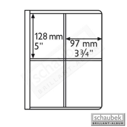 Uniflex-Blätter - 4 Taschen/Blatt, 128 mm x 97 mm Packung zu 5 Stück