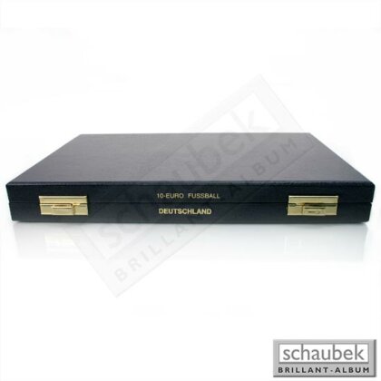 10-Euro-Münzenkassette BRD "Fußball - WM 2006" für 4 Münzen in Dosen - 4 Felder auf 1 Tablett