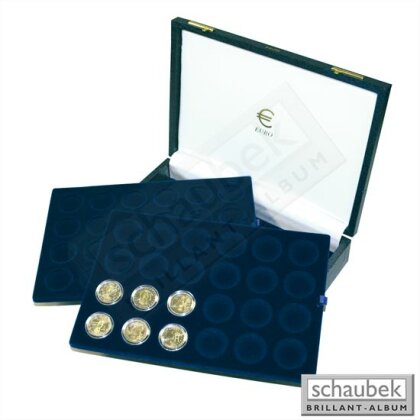 Coffret numismatique pour 24 pièces de 2 Euros sous capsules - 24 cases sur 1 tableau