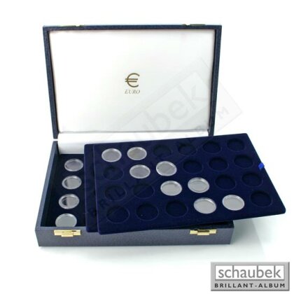 2-Euro-Münzenkassette für 72 Münzen in Dosen - 72 Felder auf 3 Tabletts