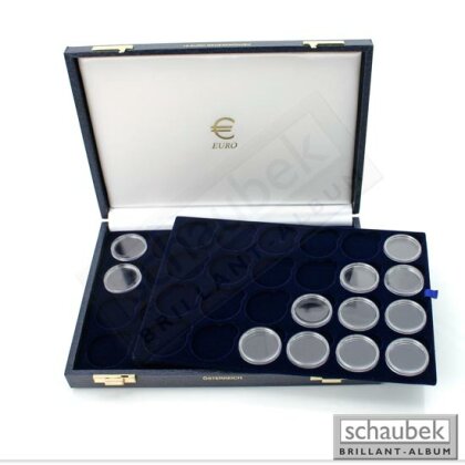 coin cassette Austria - 10,- Euro commemorative coins with capsules, 72 spaces on 3 trays