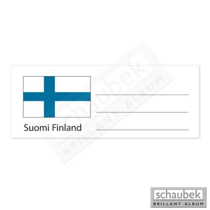 Etiquette pays pour feuille numismatique Finlande, 1 feuille avec 15 drapeaux