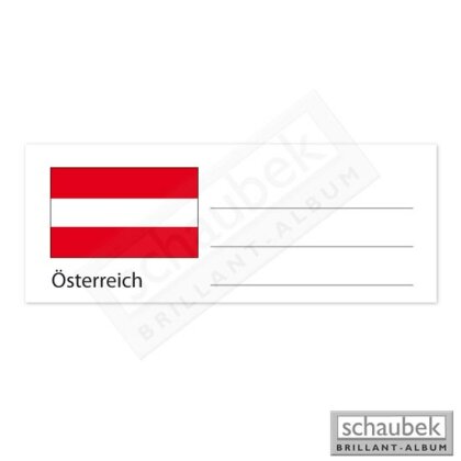 Etiquette pays pour feuille numismatique Autriche, 1 feuille avec 15 drapeaux