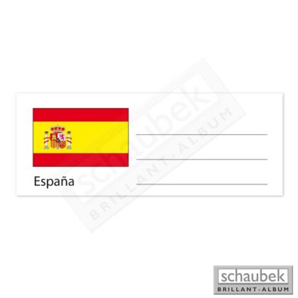 Etiquette pays pour feuille numismatique Espagne, 1 feuille avec 15 drapeaux