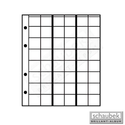 Feuilles numismatiques, 48 cases 23 mm x 23 mm pour monnaies jusqu`à 17 mm. Paquet de 5 feuilles