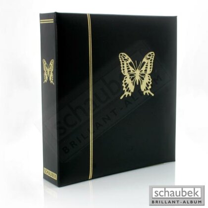 album thématique «papillons» - reliure à vis noire en simili-cuir et 22 feuilles thématiques