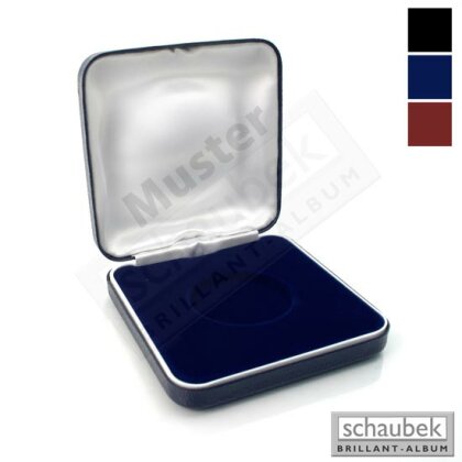 metal coin case, 75 mm x 75 mm, blue  inlay with diameter 45 mm