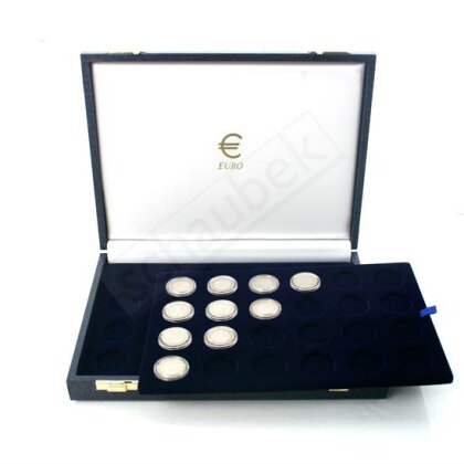 1-Euro-Münzenkassette für 72 Münzen in Dosen - 72 Felder auf 3 Tabletts
