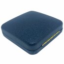 Münz-Etui, Metall, universal gepolsterte Einlage, 75 x 75 mm blau ohne Drücker