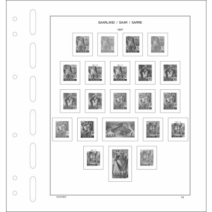 Schaubek Intérieus préimprimés Sarre 1947-1959 Standard